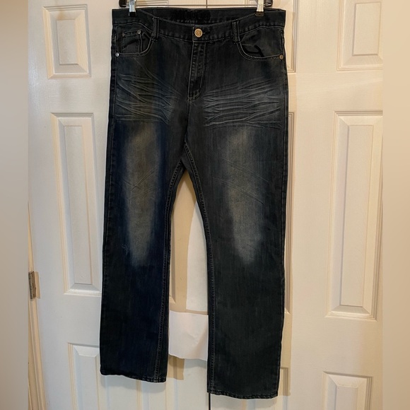 Men’s Mecca Dark Wash Denim Jeans Y2K Everyday Fashion Wear Sz. W38 X L32 - Picture 1 of 15